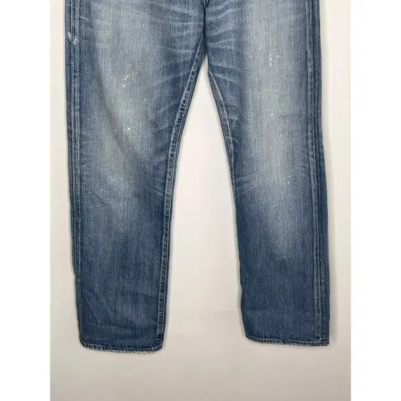 Moussy Vintage Selvedge Paint Splatter High Waisted Button Fly Straight Jeans 28 - Picture 4 of 13